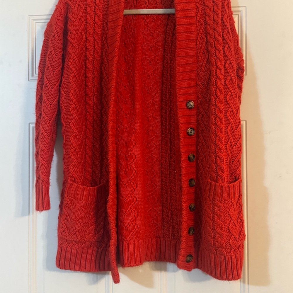 Torrid Cozy Red Cable Knit Cardigan
